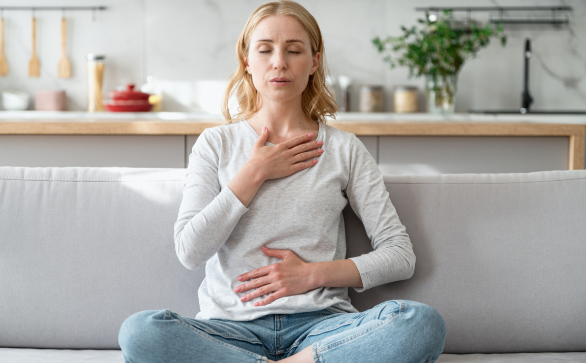 Person practicing breathing techniques
